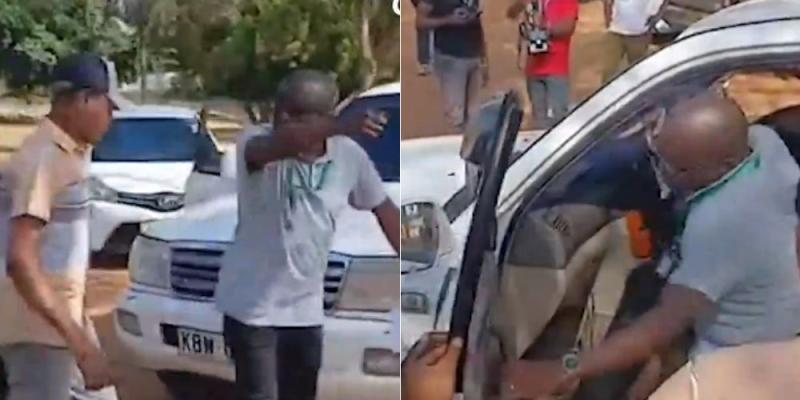A collage of Kilifi South MP Ken Chonga being chased by locals.